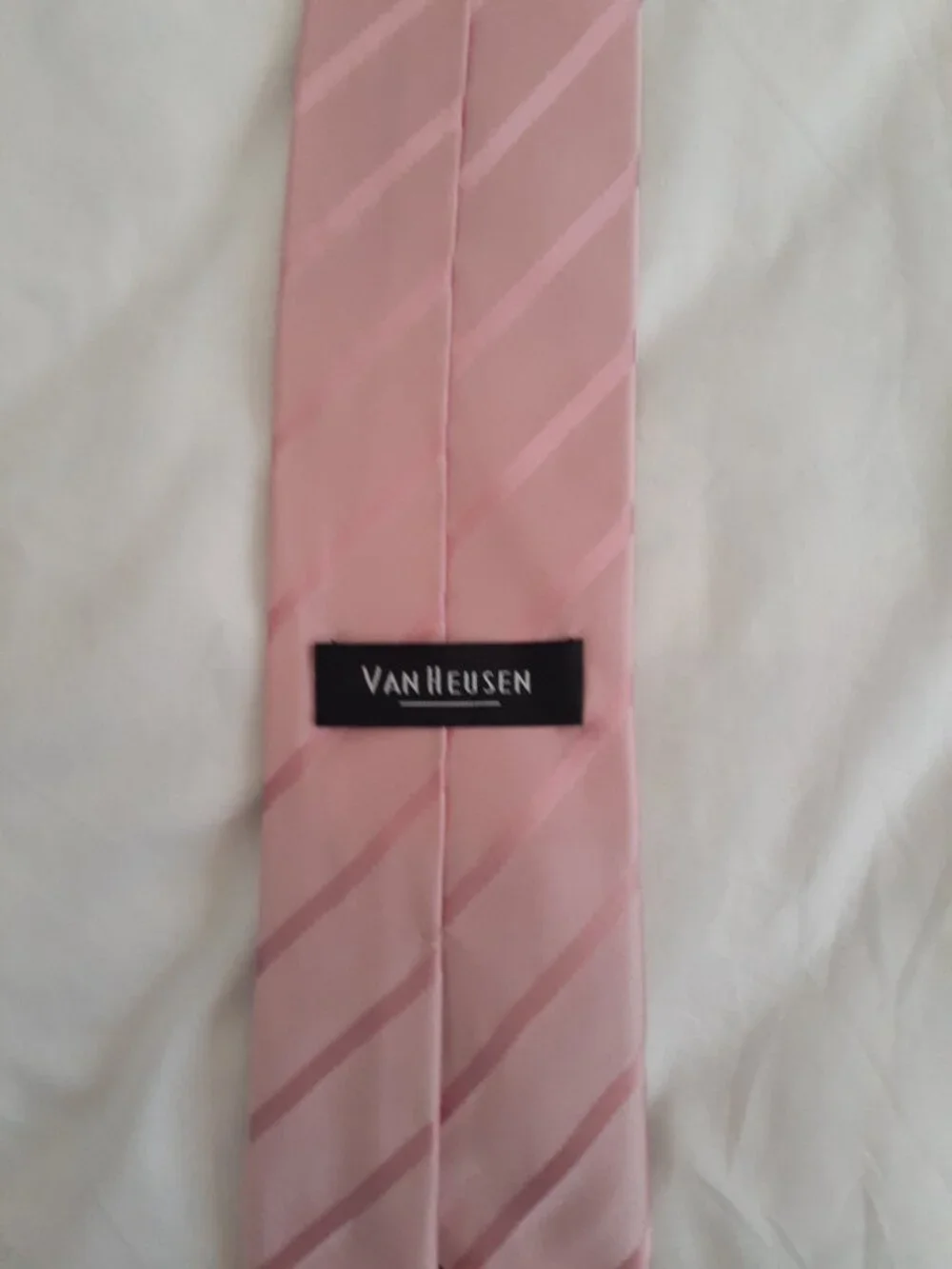 Van Heusen tie pink line pattern silk handmade